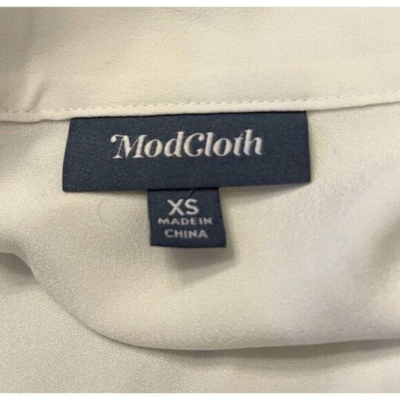 Modcloth Womens Size 2 Black Cream Front Tie 3/4 Sleeve Jumpsuit - Picture 5 of 6